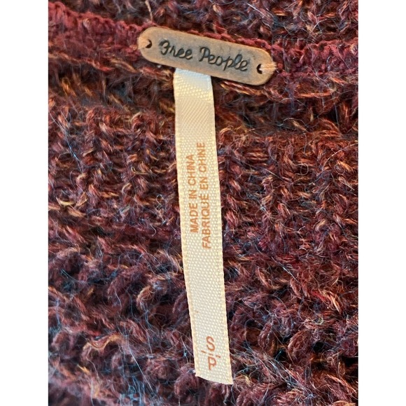 Free‎ People Wool Mohair Linen Blend Sweater S Red Marled Tatiana Pullover Knit - Picture 6 of 7